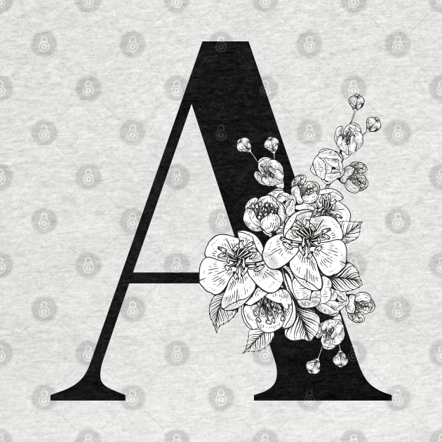 A alphabet Botanical cherry blossom sakura flowers by JunThara